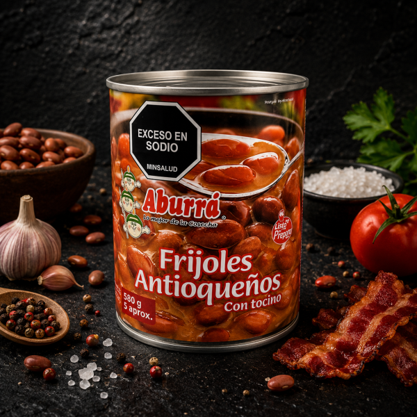 Frijoles con Tocino Aburrá x 580g (967)